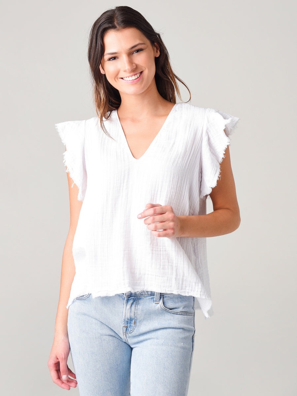 Stark X Ruffle Sleeve cotton Guaze Top sz XS